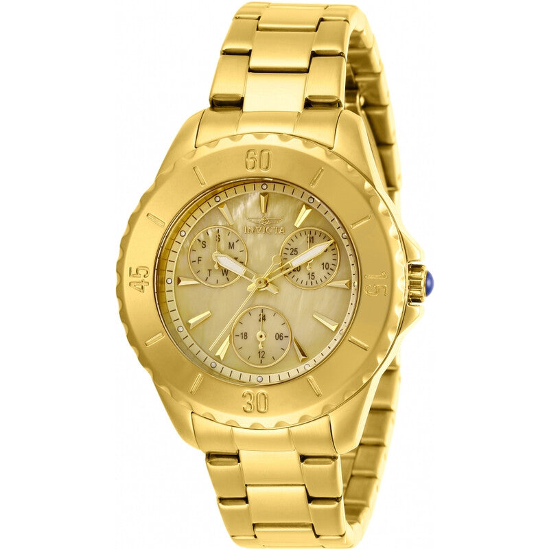 Angel Quartz Gold Dial Yellow Gold-tone Ladies Watch