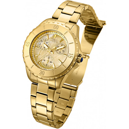 Angel Quartz Gold Dial Yellow Gold-tone Ladies Watch