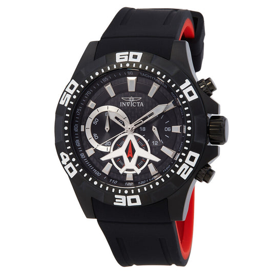 Aviator Multi-Function Black Carbon Fiber Dial Black Polyurethane Men's Watch