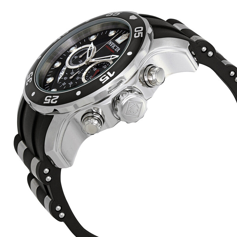 Men Pro Diver Ocean Master Chronograph Black Dial Black Rubber Watch