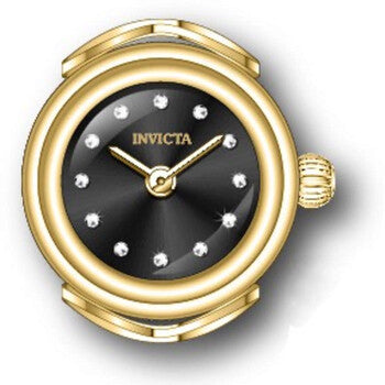 Mini Angel Quartz Crystal Black Dial Ladies Ring Watch