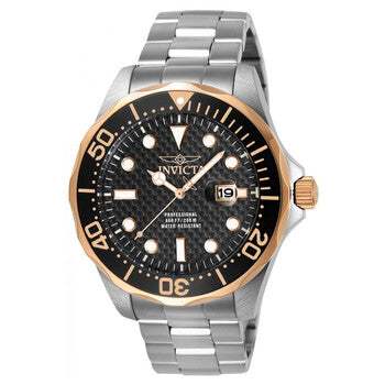 Pro Diver Black Dial Stainless Steel Men's Watch