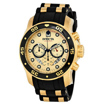 Pro Diver Chronograph Gold Dial Black Polyurethane Men's Watch