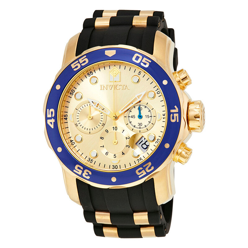 Pro Diver Chronograph Gold Dial Black Rubber Men's Watch 178841