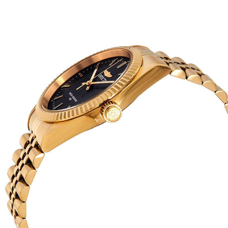 Specialty Black Dial Yellow Gold-tone Men's Watch