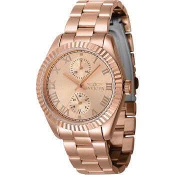 Specialty Date GMT Quartz Rose Gold Dial Ladies Watch