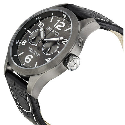 Specialty Military Grey Dial Black Leather Men's Watch