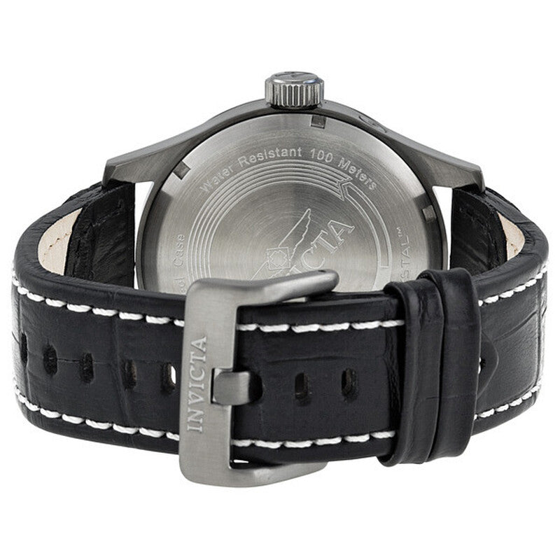 Specialty Military Grey Dial Black Leather Men's Watch