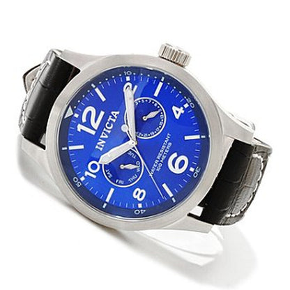 Specialty Military Multi-Function Blue Dial Black Leather Men's Watch