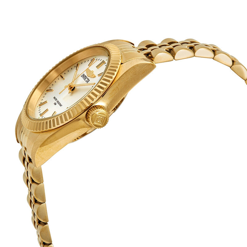Specialty Quartz Silver Dial Yellow Gold-tone Ladies Watch