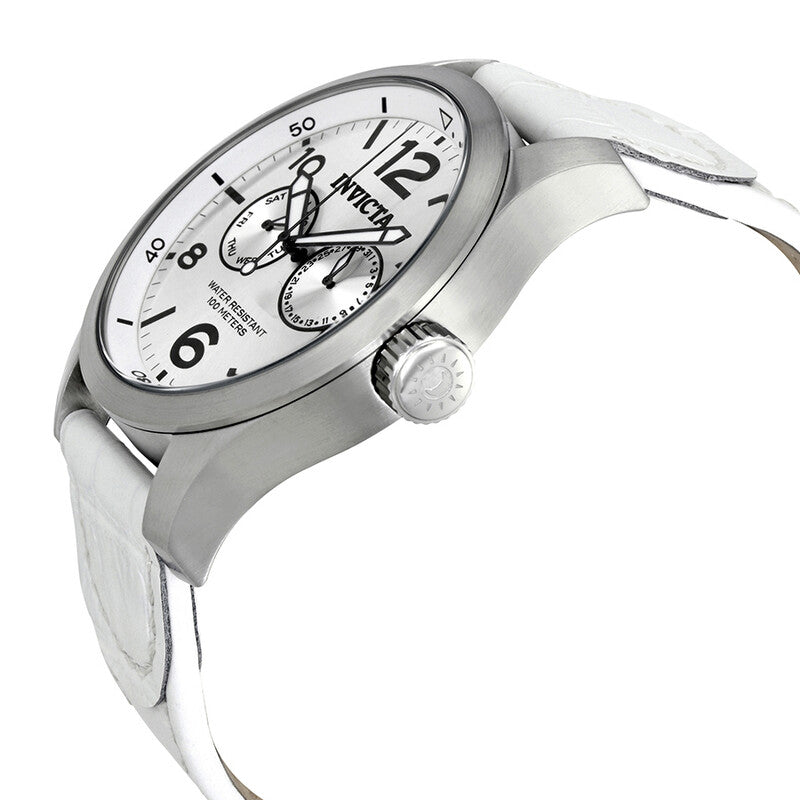 Specialty Silver Dial White Leather Men's Watch