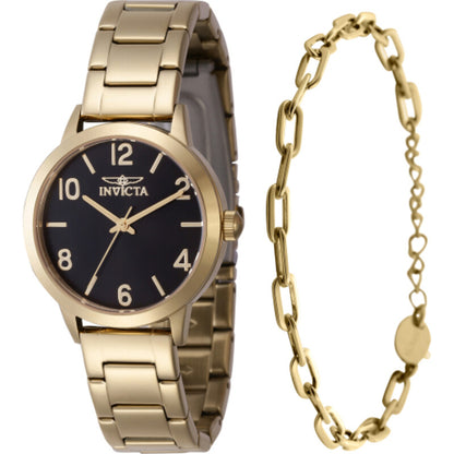 Wildflower Quartz Black Dial Ladies Watch With Bracelet