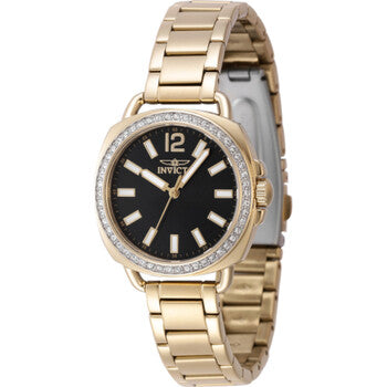 Wildflower Quartz Crystal Black Dial Ladies Watch