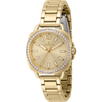 Wildflower Quartz Crystal Gold Dial Ladies Watch