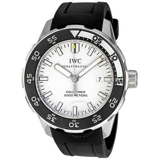 ساعة IWC Aquatimer Automatic 2000 للرجال بمينا أبيض وسوار مطاطي أسود 3568-11