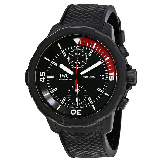 ساعة IWC Aquatimer أوتوماتيكية للرجال بمينا أسود