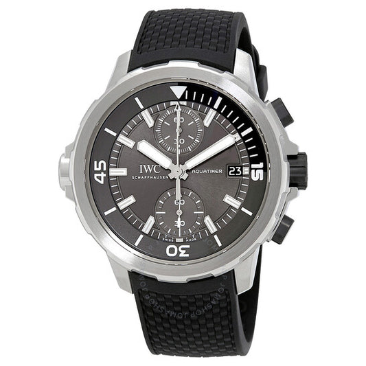 ساعة IWC Aquatimer أوتوماتيكية للرجال بمينا رمادي وكرونوغراف