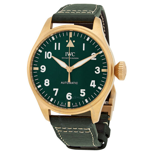 ساعة IWC Big Pilot Bronze Spitfire أوتوماتيكية للرجال بمينا أخضر