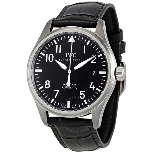 ساعة IWC الكلاسيكية Pilot Mark XVI للرجال باللون الأسود من الفولاذ 3255-01