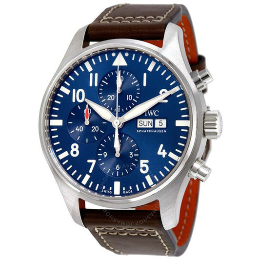 ساعة IWC Pilot Midnight أوتوماتيكية كرونوغراف بمينا زرقاء للرجال
