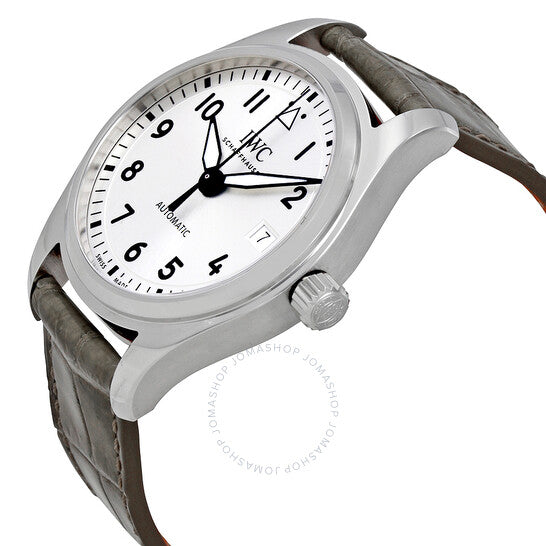 ساعة IWC Pilot الأوتوماتيكية للرجال بمينا فضي