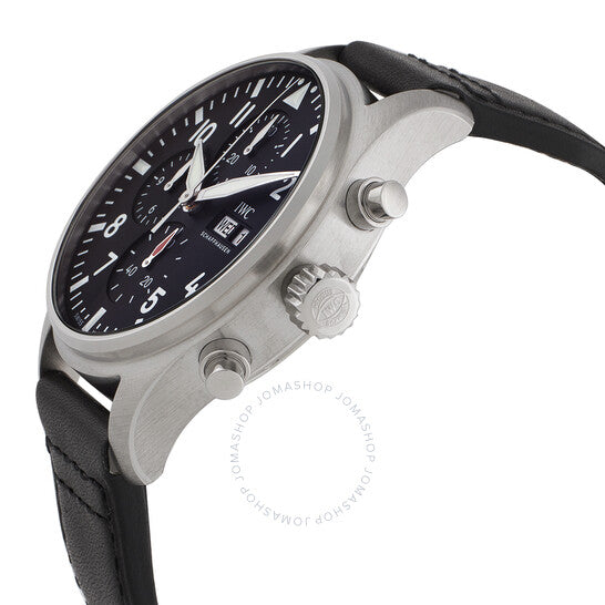 ساعة IWC Pilots Chronograph أوتوماتيكية للرجال بمينا أسود