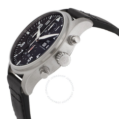 ساعة IWC Pilots Chronograph أوتوماتيكية للرجال بمينا أسود