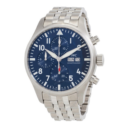 ساعة IWC Pilots Chronograph أوتوماتيكية للرجال بمينا أزرق