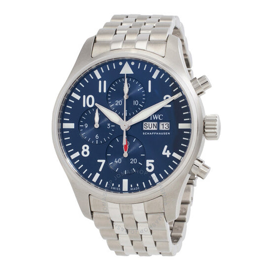 ساعة IWC Pilots Chronograph أوتوماتيكية للرجال بمينا أزرق