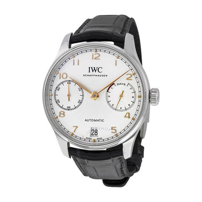ساعة IWC Portugieser أوتوماتيكية للرجال بمينا فضي