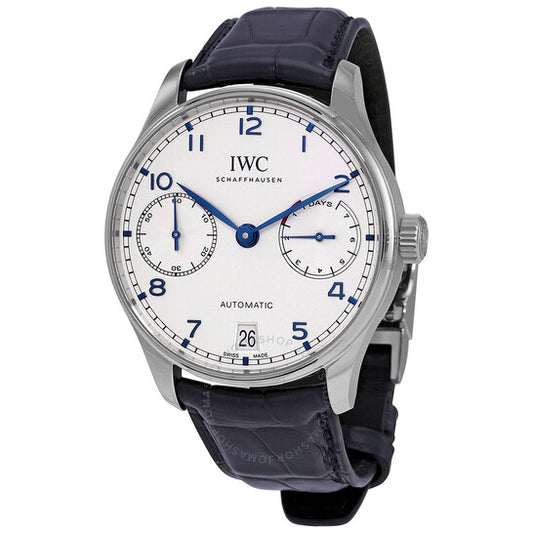 ساعة IWC Portugieser أوتوماتيكية للرجال بمينا فضي