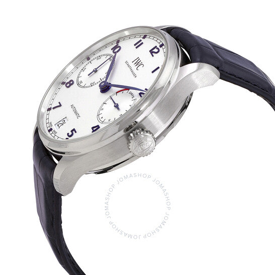 ساعة IWC Portugieser أوتوماتيكية للرجال بمينا فضي