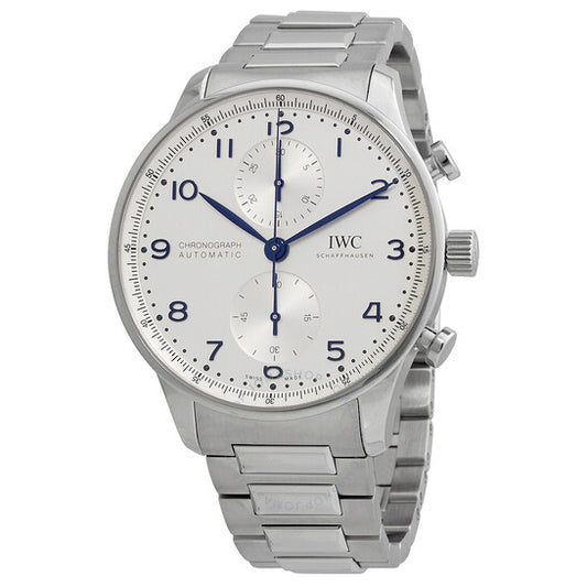 ساعة IWC Portugieser Chronograph أوتوماتيكية للرجال بمينا فضي