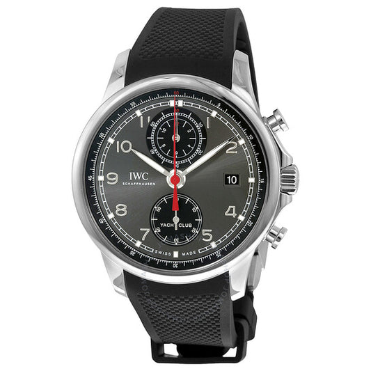 ساعة IWC Portugieser Yacht Club أوتوماتيكية للرجال بمينا أنثراسيت ومطاط أسود 3905-03