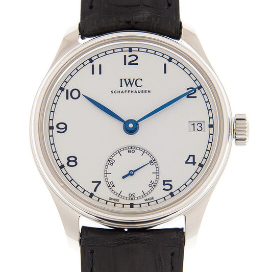 ساعة IWC البرتغالية للرجال، مينا بيضاء، تعبئة يدوية لمدة ثمانية أيام، "150 عامًا"