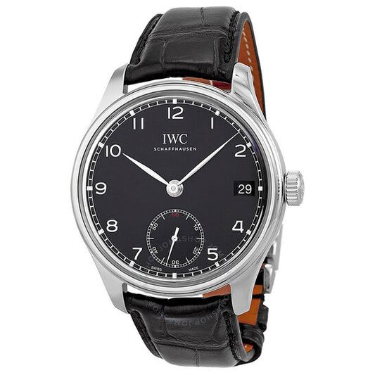 IWC, Portuguese Hand Wound Eight Days Black Leather Men's Watch