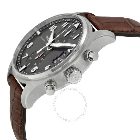 ساعة IWC Spitfire كرونوغراف للرجال بمينا رمادي داكن