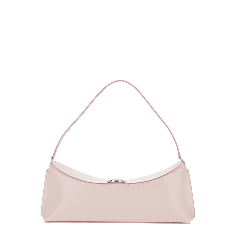 le Calisso Pink Shoulder Bag With Engraved Snap Button In Leather