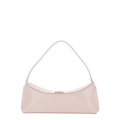 le Calisso Pink Shoulder Bag With Engraved Snap Button In Leather