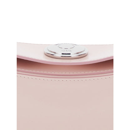 le Calisso Pink Shoulder Bag With Engraved Snap Button In Leather