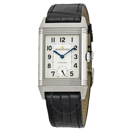 Jaeger LeCoultre, Grande Reverso Automatic White Dial Black Leather Men's Watch