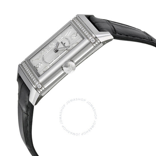 Jaeger LeCoultre, Grande Reverso Silver Dial Black Leather Ladies Watch