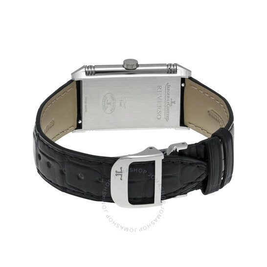 Jaeger LeCoultre, Grande Reverso Silver Dial Black Leather Ladies Watch