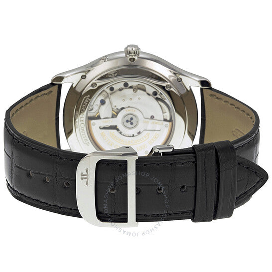 ساعة جايجر لوكولتر ماستر للرجال، مصنوعة من الجلد، بمينا فضي