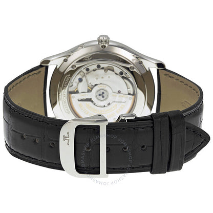 ساعة جايجر لوكولتر ماستر للرجال، مصنوعة من الجلد، بمينا فضي