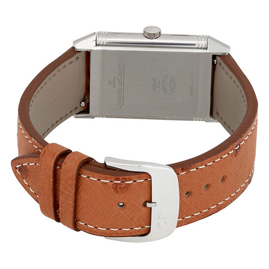 ساعة جيجر لوكولتر ريفيرسو الكلاسيكية النسائية ذات المينا الفضية والجلد