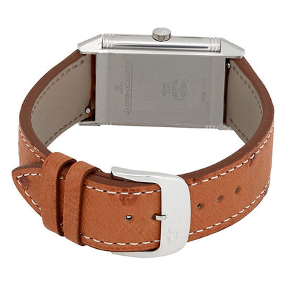 ساعة جيجر لوكولتر ريفيرسو الكلاسيكية النسائية ذات المينا الفضية والجلد