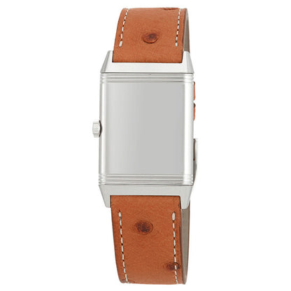 ساعة جيجر لوكولتر ريفيرسو الكلاسيكية النسائية ذات المينا الفضية والجلد