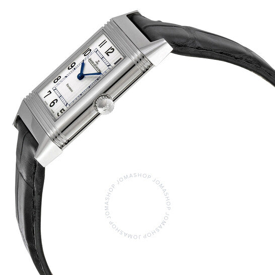 Jaeger LeCoultre, Reverso Classique White Dial Black Leather Ladies Watch