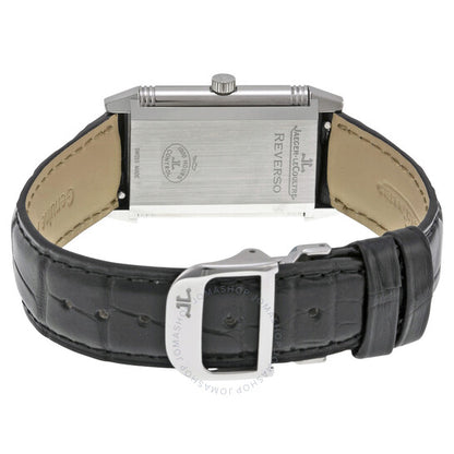 Jaeger LeCoultre, Reverso Classique White Dial Black Leather Ladies Watch